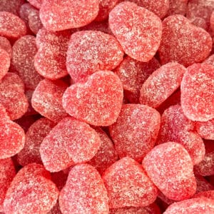 Liefdevolle rode hartvormige snoepjes, bedekt met een dun laagje suiker voor een extra zoete en knapperige ervaring. Perfect om te delen of gewoon om jezelf te verwennen.